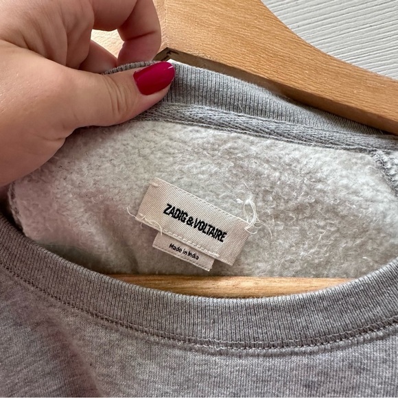 Zadig & Voltaire gray crew sweatshirt jewel skull medium - Picture 2 of 7